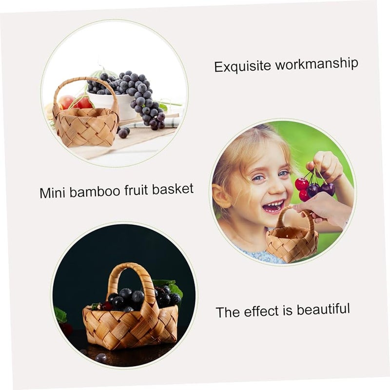 Light Brown Mini Woven Basket Portable Storage For Fruit Photo Prop Organizing - Image 2